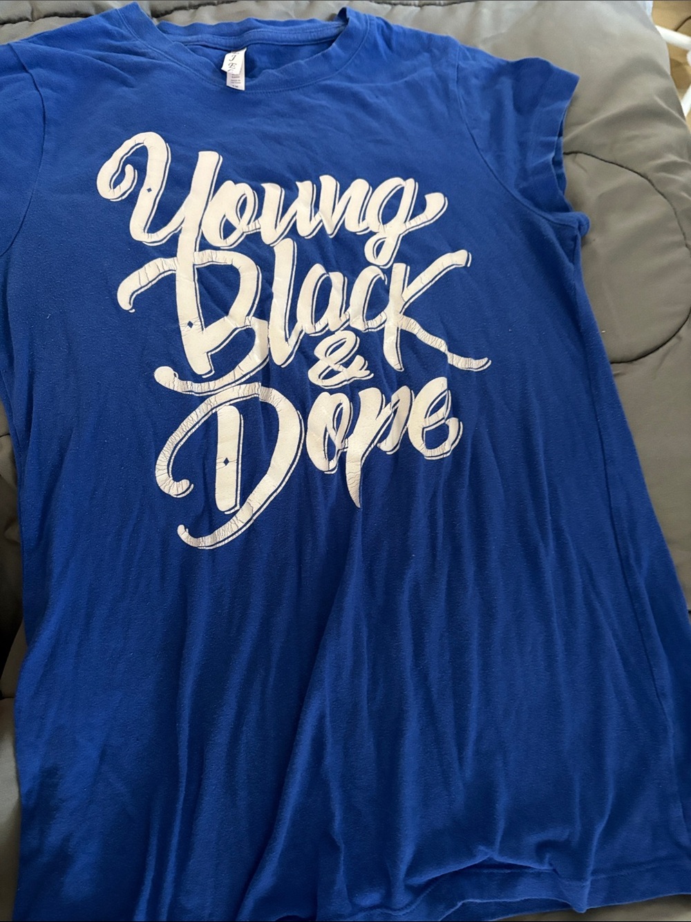 Bella Canvas Royal Blue Short Sleeve Tee with White Script Graphic